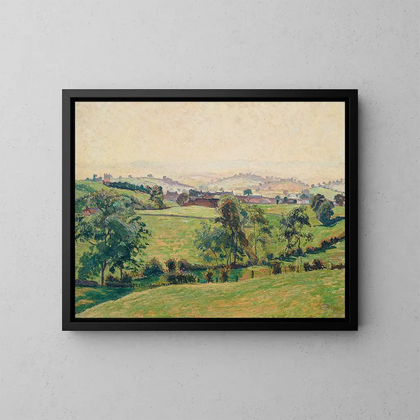 Południowego mglistym popołudniu w Brough - Lucien Pissarro — oprawiony obraz na ścianie
