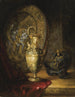 hełm, dzban i tarcza na stole - Lucjan Przepiórski — widok dzieła