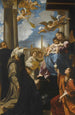La Vierge à l'Enfant en majesté avec anges, Saint Dominique, Saint François, Madeleine et une donatrice, la Madone Bargellini - Ludovico Carracci — widok dzieła