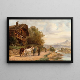 Ludwig MllerCornelius - Conversation among Horse Experts on a Country Road.webp