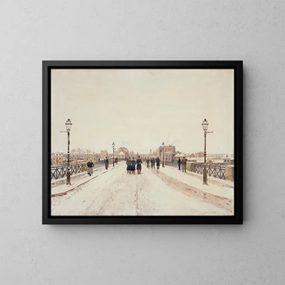 Figures sur un pont dans la neige - Luigi Loir — oprawiony obraz na ścianie
