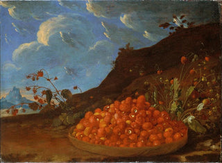 Luis Melndez - Basket of Wild Strawberries in a Landscape.webp