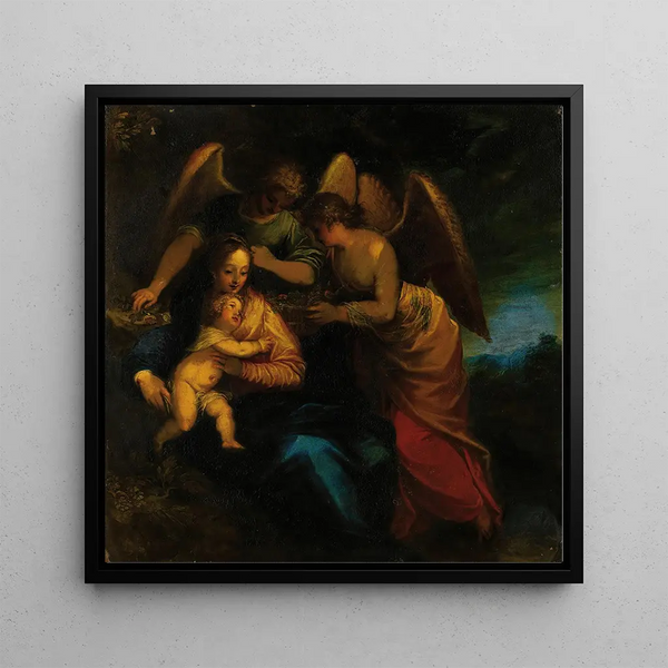 Obraz Madonna i Dzieci otoczonych aniołami - Hans Rottenhammer | Druk artystyczny