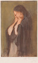 Kobieta płacząca - Magnus Enckell — oprawiony obraz na ścianie