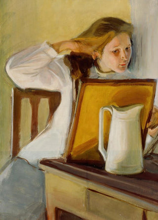 Magnus Enckell - Girl Straightening Her Hair.webp