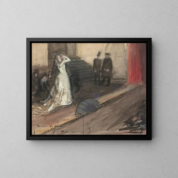 Scena teatralna: Ida Aalberg w roli Marii Stuart - Magnus Enckell — oprawiony obraz na ścianie