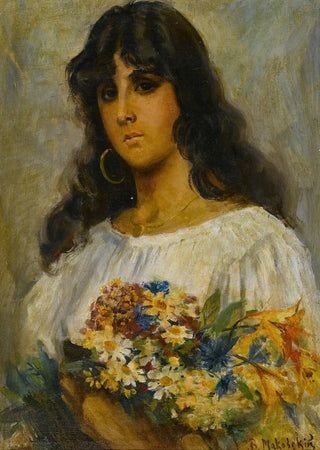 Manner of Vladimir Makovsky - Woman with Flowers.webp