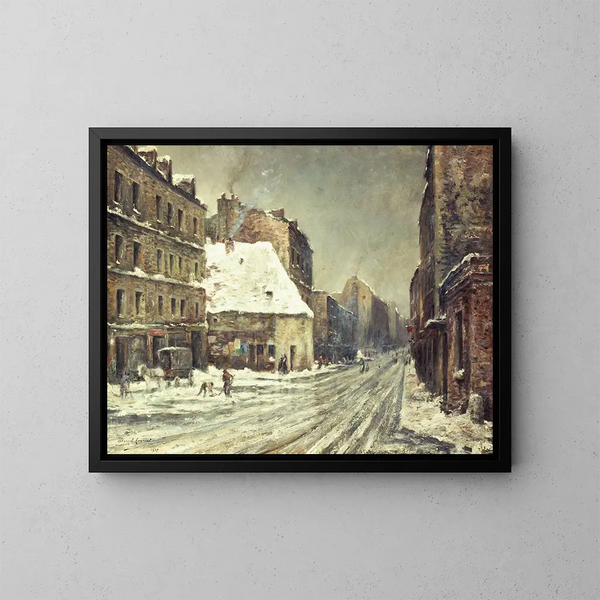La Rue du Mont-Cenis, effet de neige - Léon Cogniet — oprawiony obraz na ścianie
