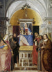 Matka Boska z Dzieciątkiem z świętymi Katarzyną, Franciszkiem z Asyżu, Janem Chrzcicielem, Janem Ewangelistą, Antonim z Padwy i Marią Magdaleną - Marcello Fogolino — widok dzieła
