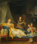 Rodzina w wnętrzu bawiąca się z psem - Marguerite Gérard — widok dzieła
