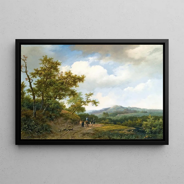 Marinus Adrianus Koekkoek - Figures On A Sandy Track In A Hilly Landscape.webp
