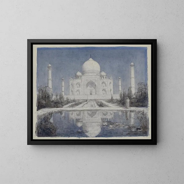Taj Mahal w świetle księżyca - Marius Bauer — oprawiony obraz na ścianie
