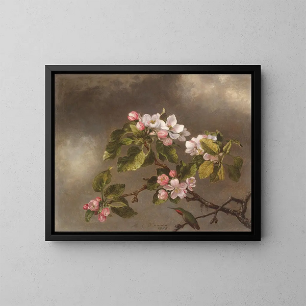 Koliber i kwiaty jabłoni - Martin Johnson Heade — oprawiony obraz na ścianie