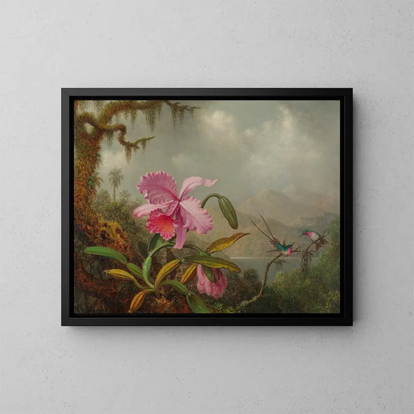 Orchidee i kolibry - Martin Johnson Heade — oprawiony obraz na ścianie