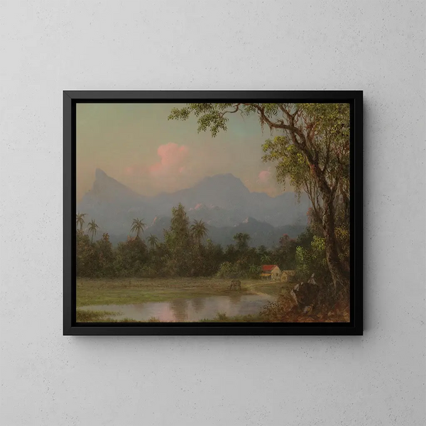 Scena południowoamerykańska z chatką - Martin Johnson Heade — oprawiony obraz na ścianie