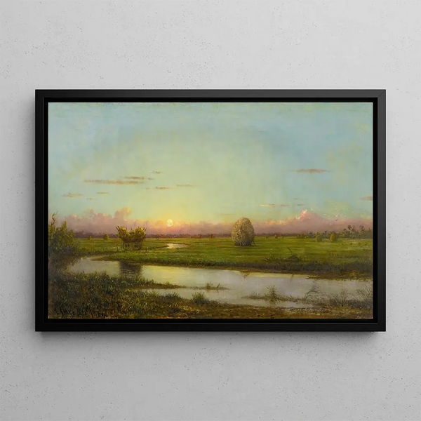 Zachód słońca nad łąkami w Newburyport - Martin Johnson Heade — oprawiony obraz na ścianie