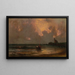 Zachód słońca przy latarni Point Judith - Martin Johnson Heade — oprawiony obraz na ścianie