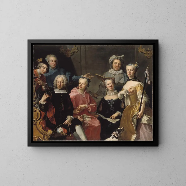 Ulrika Lovisa Tessin, Carl Gustaf Tessin, Erik Sparre, Johan Gabriel Sack, Nils Bielke, Eva Bielke i Hedvig Elisabet Sack - Martin van Meytens — oprawiony obraz na ścianie
