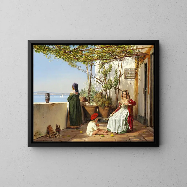Loggia de Procida z figurami - Martinus Rørbye — oprawiony obraz na ścianie
