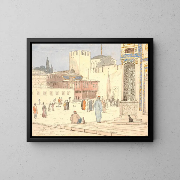 La place devant BabiHmayan à Constantinople - Martinus Rørbye — oprawiony obraz na ścianie