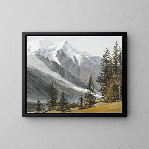 Widok na Chamonix-Mont-Blanc - Martinus Rørbye — oprawiony obraz na ścianie