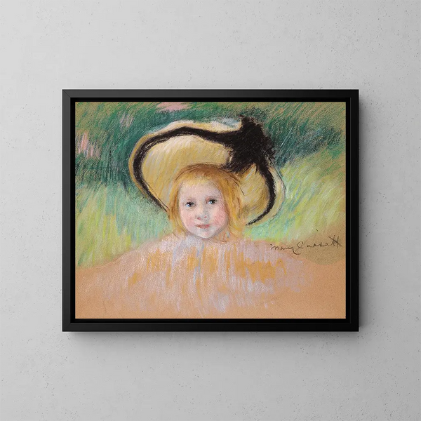 Dziewczyna w czarnym wstążkowym kapeluszu - Mary Cassatt — oprawiony obraz na ścianie