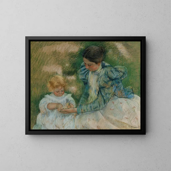 Matka bawiąca się z dzieckiem - Mary Cassatt — oprawiony obraz na ścianie