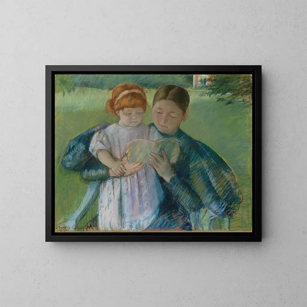 pielęgniarki czytającej małej dziewczynce - Mary Cassatt — oprawiony obraz na ścianie