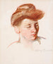 szkicu głowy matki Jeanne patrzącej w dół - Mary Cassatt — widok dzieła
