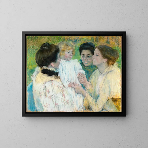 Kobiety podziwiającej dziecko - Mary Cassatt — oprawiony obraz na ścianie