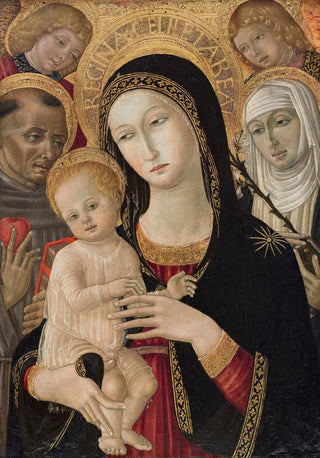 Matteo di Giovanni - Madonna and Child with St Catherine of Siena Saint Anthony of Padua and Angels.webp