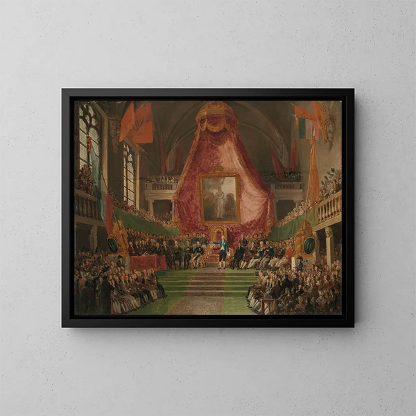 L inauguracja uroczystego otwarcia Uniwersytetu w Gand przez Księcia Oranżii w sali tronowej Ratusza 9 października 1817 - Mattheus Ignatius van Bree — oprawiony obraz na ścianie