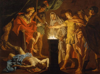 Matthias Stom - Mucius Scaevola in the presence of Lars Porsenna.webp