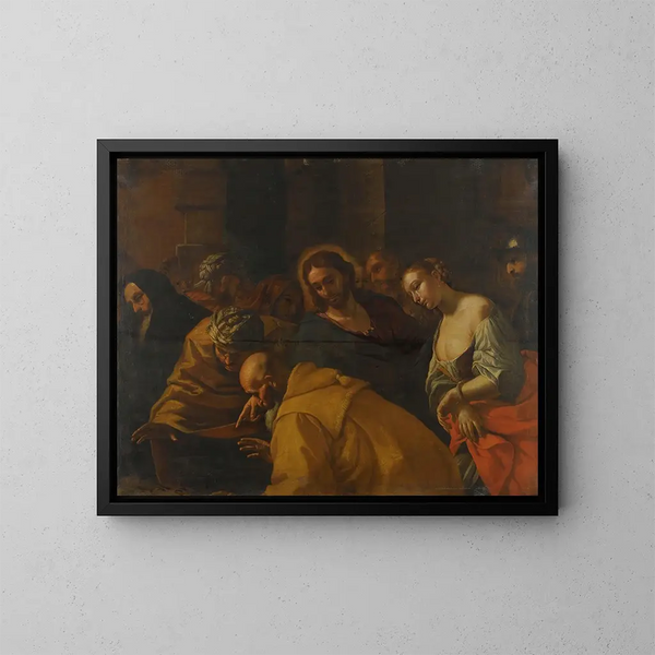 Le Christ et la femme adultère - Mattia Preti — oprawiony obraz na ścianie