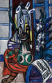 Duża martwa natura wewnętrzna niebieska - Max Beckmann — widok dzieła