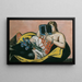Kobieta leżąca z książką i irysami - Max Beckmann — oprawiony obraz na ścianie
