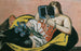 Kobieta leżąca z książką i irysami - Max Beckmann — widok dzieła