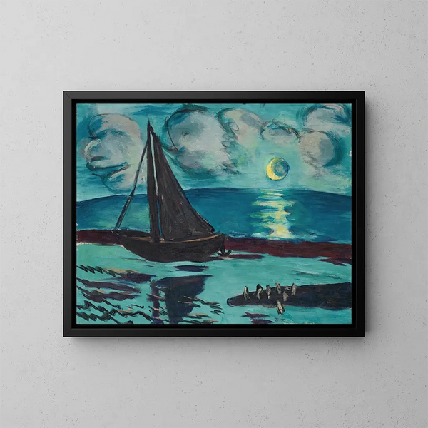 Noc księżyca nad brzegiem morza - Max Beckmann — oprawiony obraz na ścianie