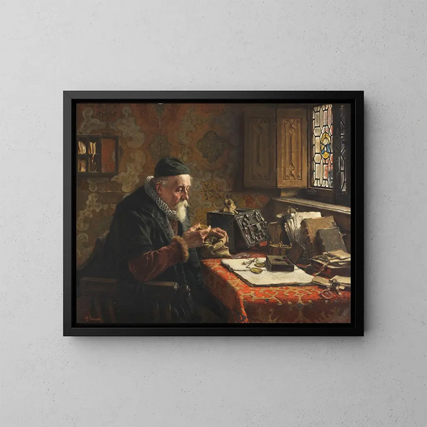 Kolekcjoner monet - Max Gaisser — oprawiony obraz na ścianie