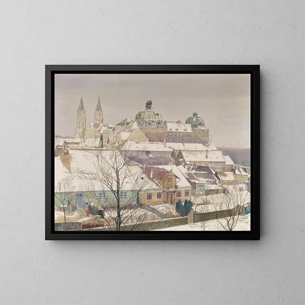 Klosterneuburg zimą - Max Kahrer — oprawiony obraz na ścianie