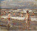 Chłopcy pływający w morzu - Max Liebermann — widok dzieła