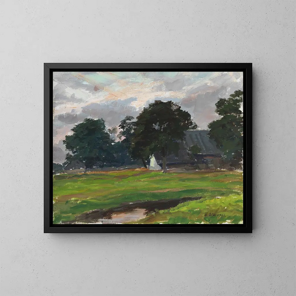 Dom wiejskich chłopów holenderskich - Max Liebermann — oprawiony obraz na ścianie