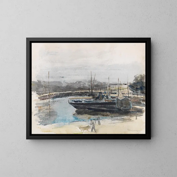 Quai à Hambourg - Max Liebermann — oprawiony obraz na ścianie