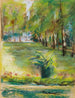 Le jardin des artistes vu vers l'est depuis la terrasse avec vue sur l'avenue des bouleaux et le Wannsee - Max Liebermann — widok dzieła