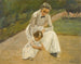 Wnuczka artysty i jej niańka bawiąca się w ogrodzie - Max Liebermann — widok dzieła