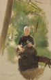 Młoda matka pod drzewami - Max Liebermann — widok dzieła