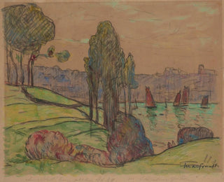 Czerwone żaglowce w Douarnenez - Maxime Maufra — widok dzieła
