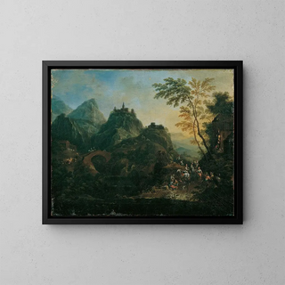 Maximilian Joseph Schinnagl - Ideale Berglandschaft mit Brcke.webp