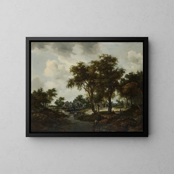 Le Moulin à eau, le paysage de Trevor - Meindert Hobbema — oprawiony obraz na ścianie