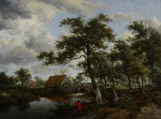 Meindert Hobbema - Wooded Landscape with Watermill.webp